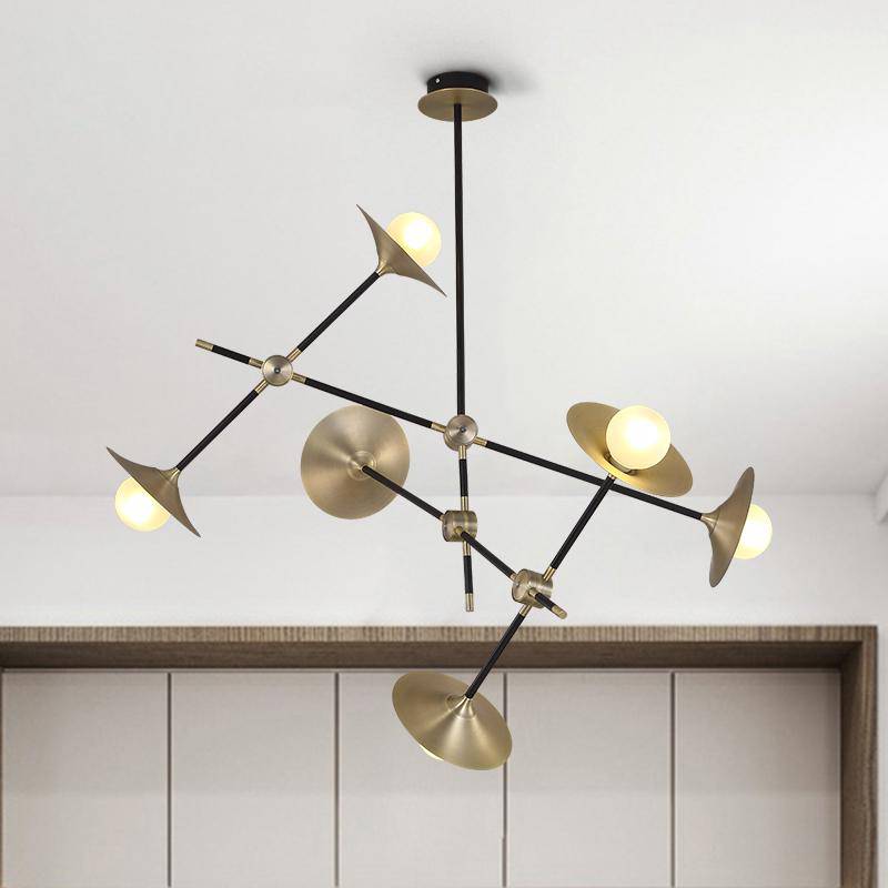 Lustre design à LED avec branches articulées et lampes dorées Modern - vue 3 sur 9