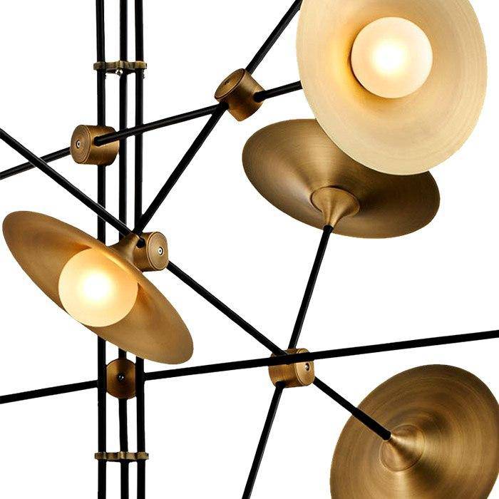 Lustre design à LED avec branches articulées et lampes dorées Modern - vue 9 sur 9