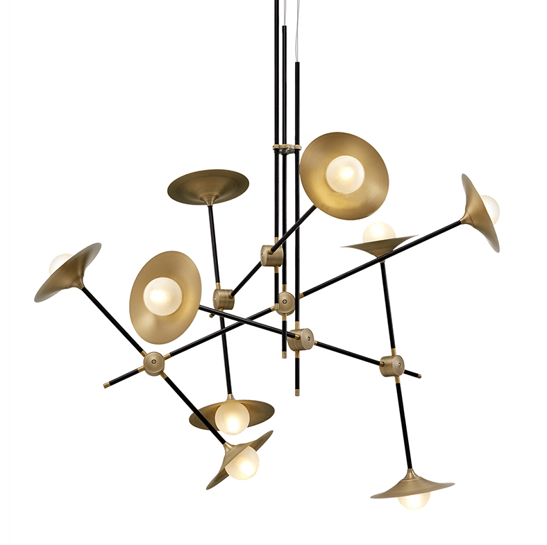 Lustre design à LED avec branches articulées et lampes dorées Modern - vue 4 sur 9