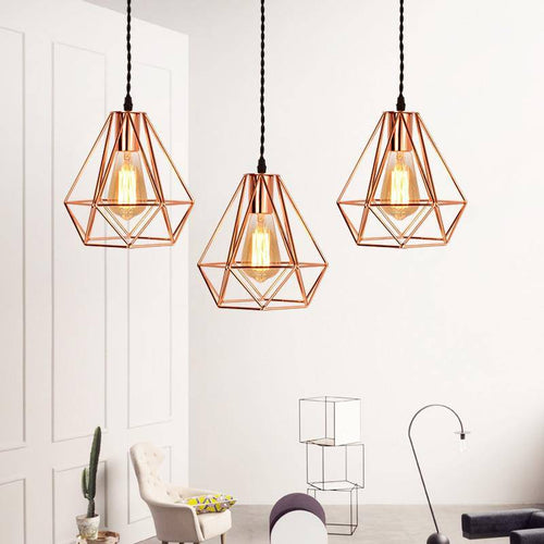 Suspension cage diamant vintage rose ou noir