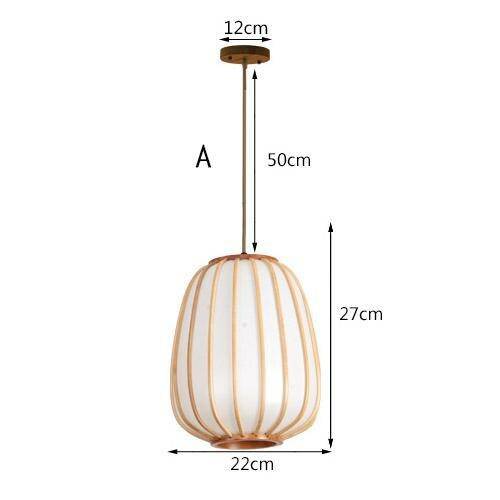 Suspension design en bambou LED avec abat-jour arrondi style japonais