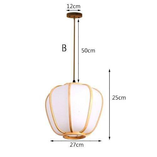 Suspension design en bambou LED avec abat-jour arrondi style japonais