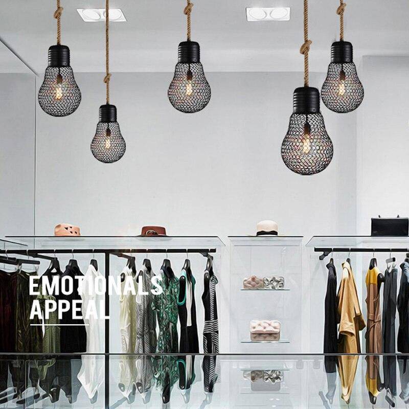 Suspension rustique LED avec imitation ampoule en métal - vue 4 sur 8