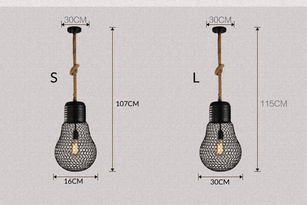 Suspension rustique LED avec imitation ampoule en métal - vue 8 sur 8
