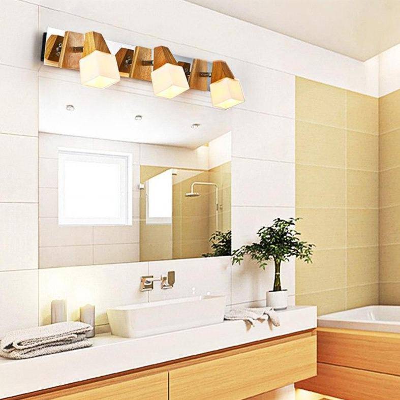 Applique murale pour miroir de salle de bain en bois cubique Personality - vue 4 sur 4
