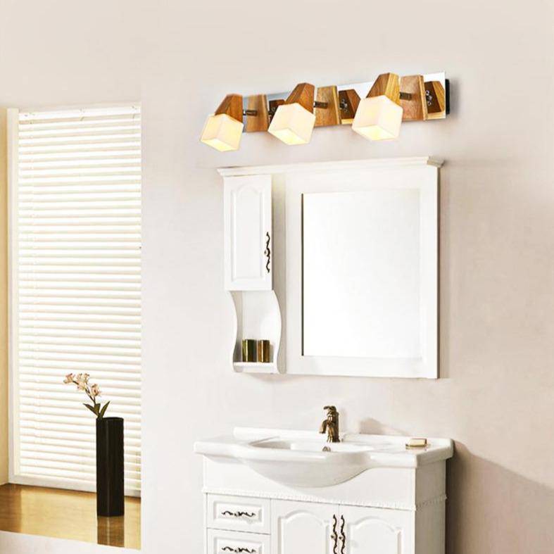 Applique murale pour miroir de salle de bain en bois cubique Personality - vue 3 sur 4