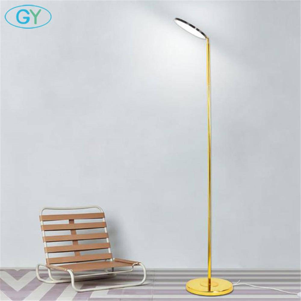 Lampadaire design LED fin doré - vue 3 sur 6