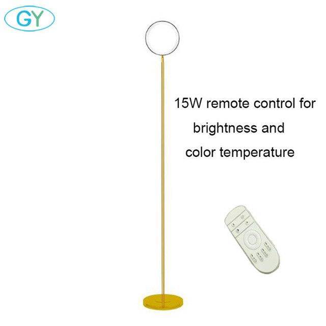 Lampadaire design LED fin doré - vue 5 sur 6