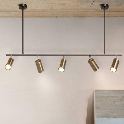 Lustre design à LED avec spots dirigeables dorés - vue 4 sur 5