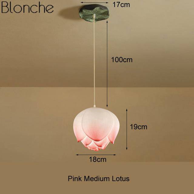 Suspension LED style chinois avec fleurs Lotus - vue 5 sur 18