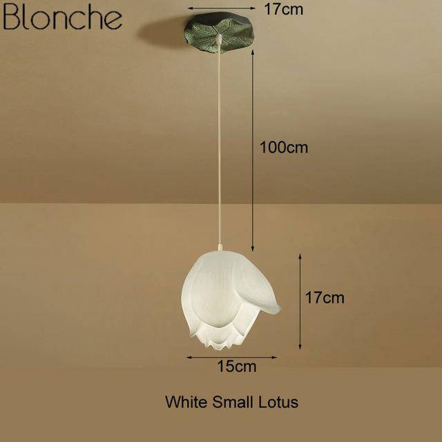 Suspension LED style chinois avec fleurs Lotus - vue 9 sur 18