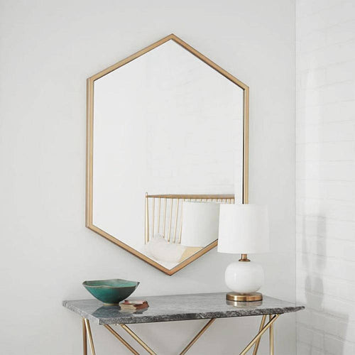 Miroir mural hexagonale en métal Nordic