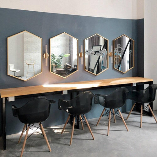 Miroir mural hexagonale en métal Nordic