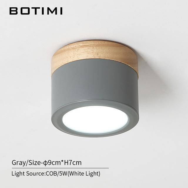 Spots LED cylindrique à base en bois Botimi
