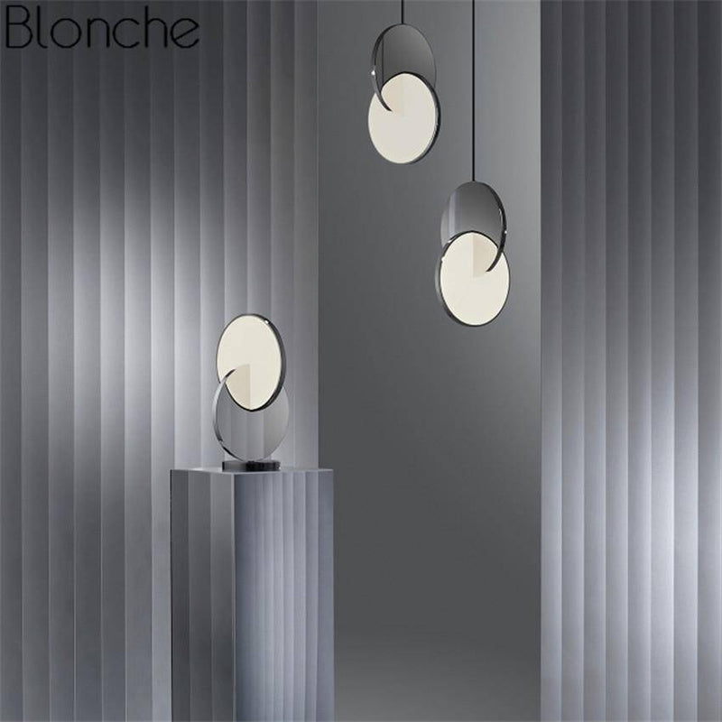 Lampe à poser design LED avec double disque argenté Lee