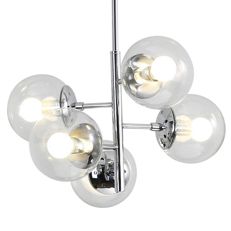 Suspension design LED chromée et boule en verre - vue 7 sur 7