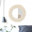 Miroir mural décoratif rond en tissu tressé Tapestry