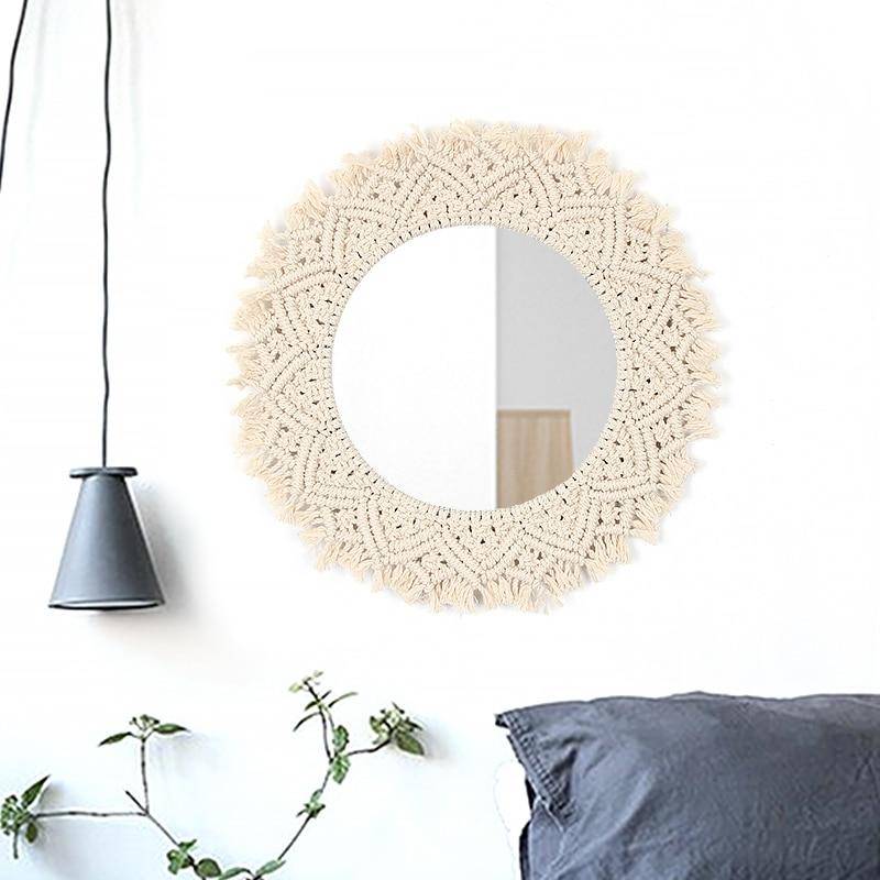Miroir mural décoratif rond en tissu tressé Tapestry - vue 4 sur 5