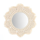 Miroir mural décoratif rond fleur en tissu tressé Tapestry