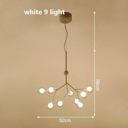 Lustre LED design arbre à branche et boules en verre - vue 9 sur 27