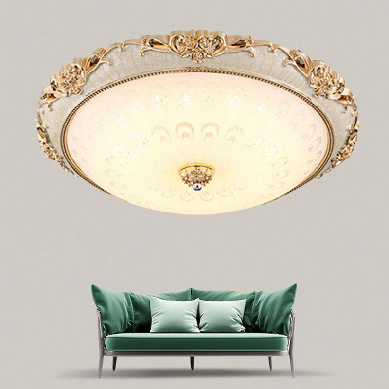 Plafonnier LED en acrylique rond avec dorures - vue 5 sur 7