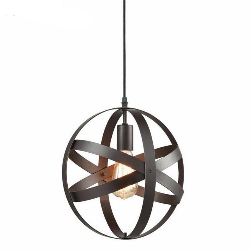 Suspension cage en métal arrondie noire Vintage - vue 4 sur 7