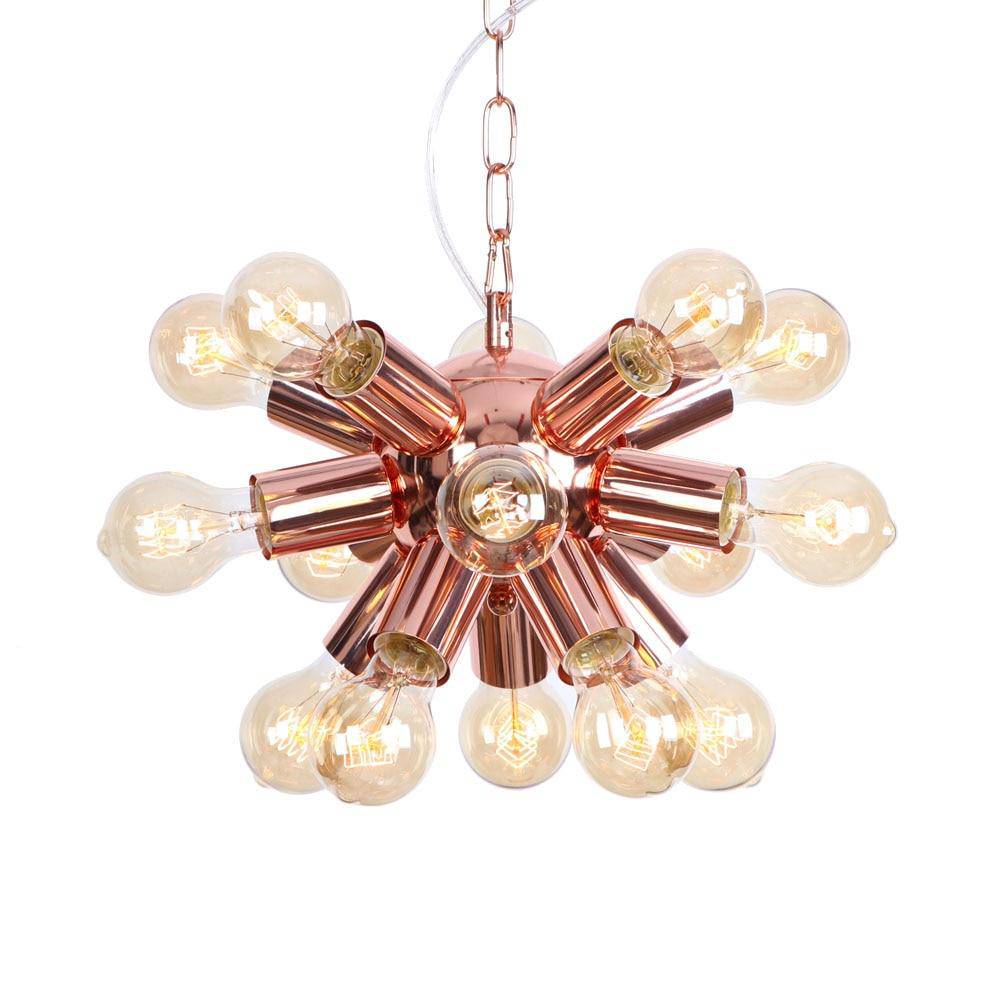 Lustre design LED en métal rose gold avec plusieurs lampes Fly