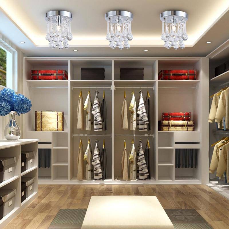 Plafonnier LED chromé et gouttes en cristal