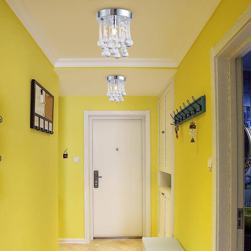 Plafonnier LED chromé et gouttes en cristal