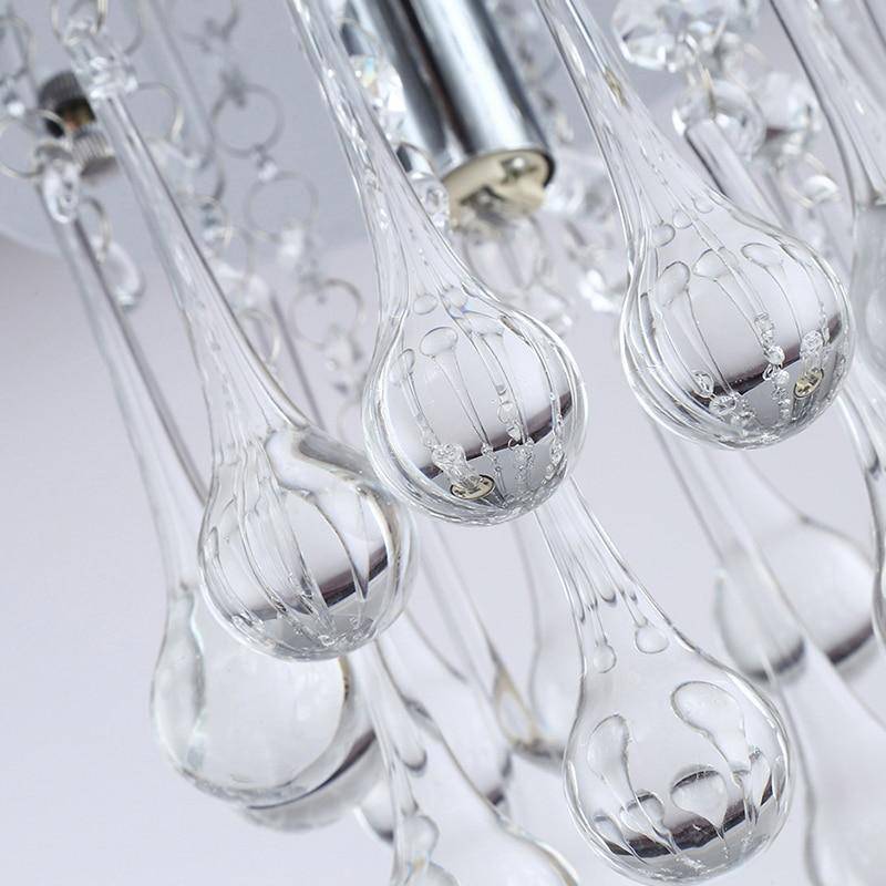 Plafonnier LED chromé et gouttes en cristal - vue 4 sur 7