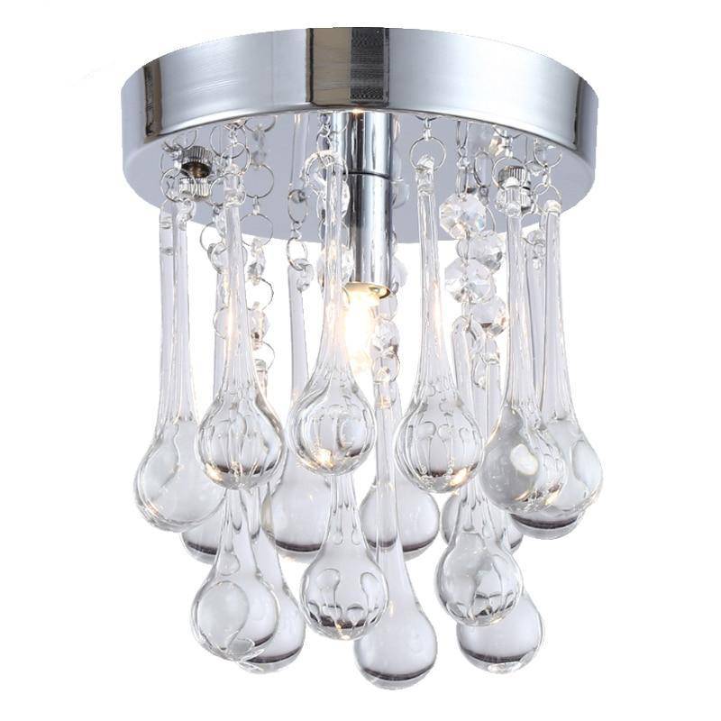 Plafonnier LED chromé et gouttes en cristal - vue 8 sur 7