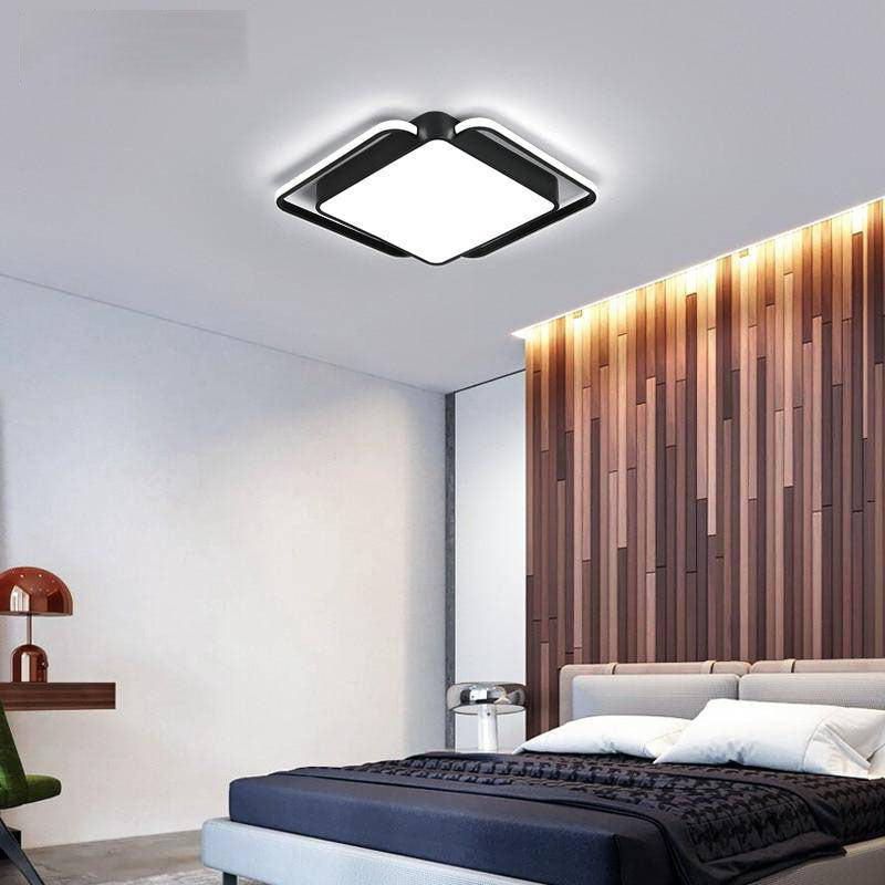 Plafonnier design LED carré et bords arrondis noir et blanc Bwart