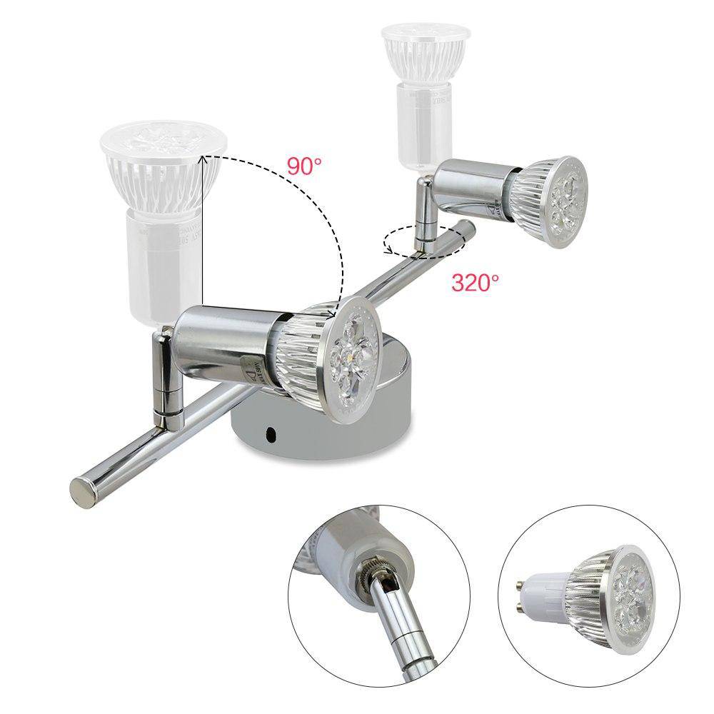 Plafonnier chromé barre à spots LED Indoor - vue 6 sur 11