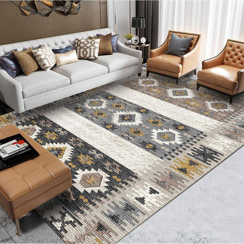 Tapis rectangle berbère marron et beige Shen
