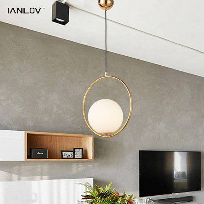 Suspension design rond et boule de verre - vue 3 sur 5