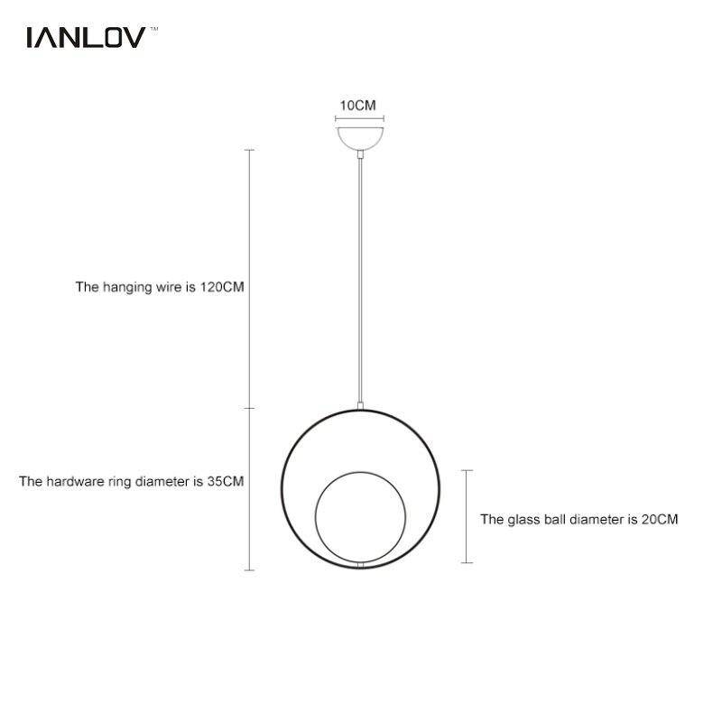 Suspension design rond et boule de verre - vue 5 sur 5