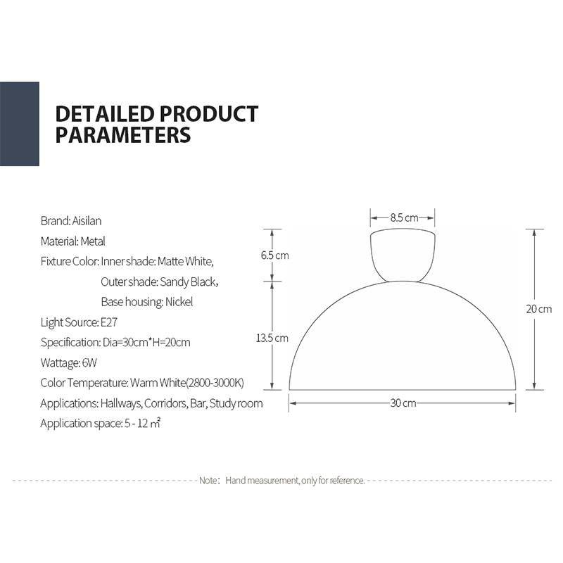 Plafonnier design LED demi boule noire Surface - vue 6 sur 5