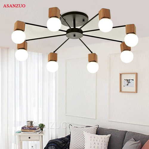 Plafonnier LED en bois et métal à une ou plusieurs lampes