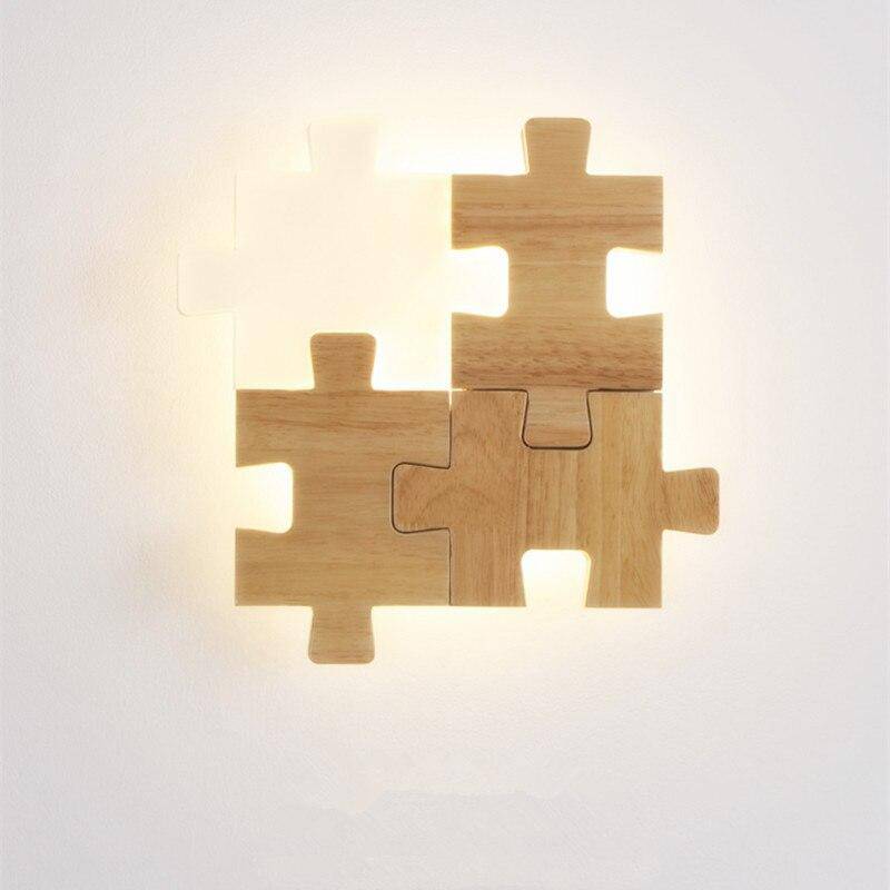 Applique murale design en forme de puzzle en bois - vue 6 sur 8