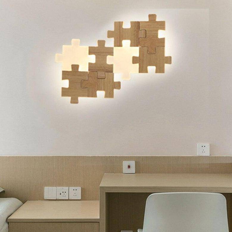 Applique murale design en forme de puzzle en bois - vue 5 sur 8