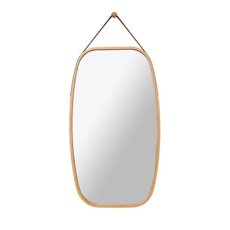 Miroir mural suspendu rectangle arrondi aux bords marrons Wear
