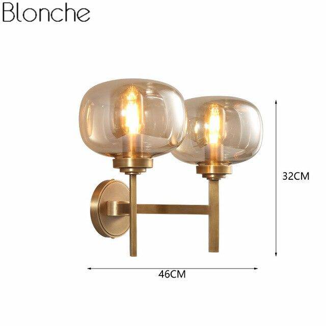 Applique murale design LED dorée et abat-jour en verre Sconce - vue 4 sur 6