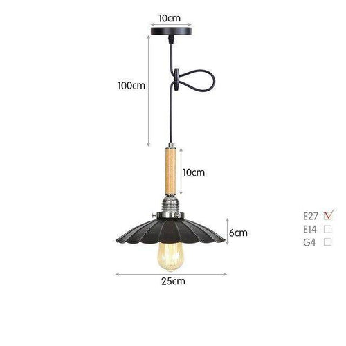 Suspension vintage LED en métal avec abat-jour style rétro