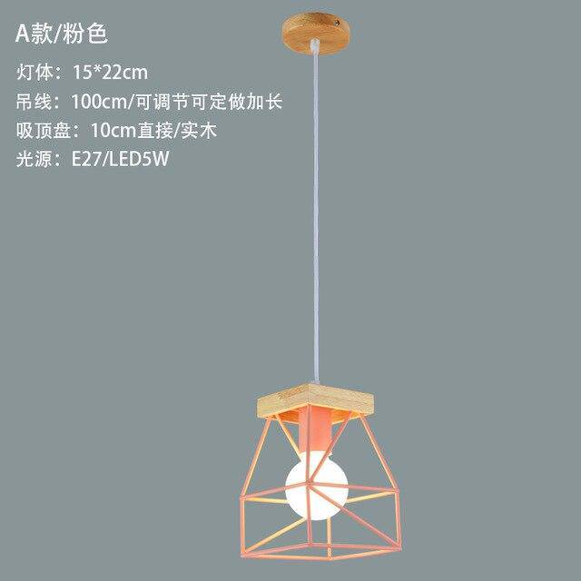 Suspension design LED en cage métal colorée style scandinave