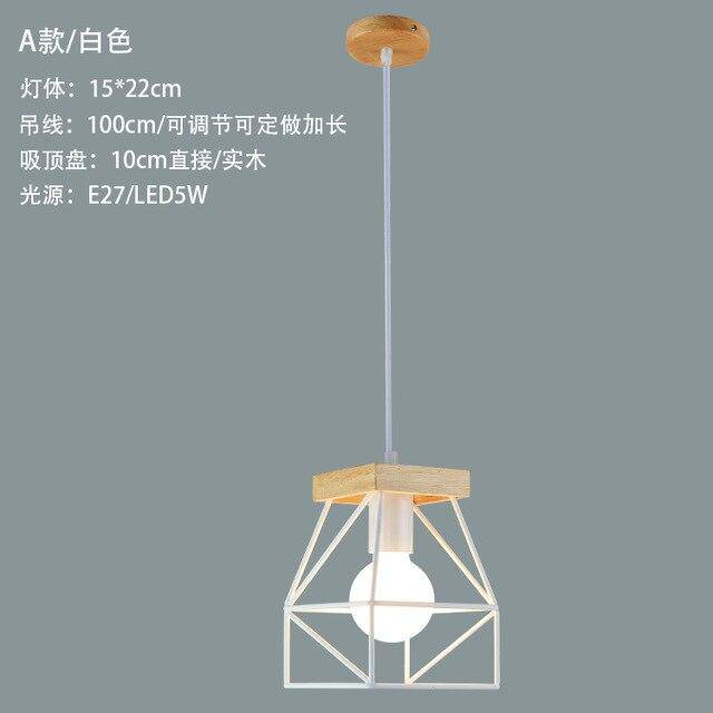 Suspension design LED en cage métal colorée style scandinave