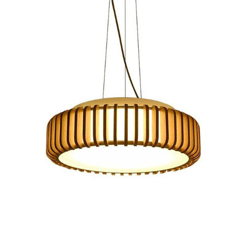 Suspension design LED en bois avec abat-jour en disque Hang