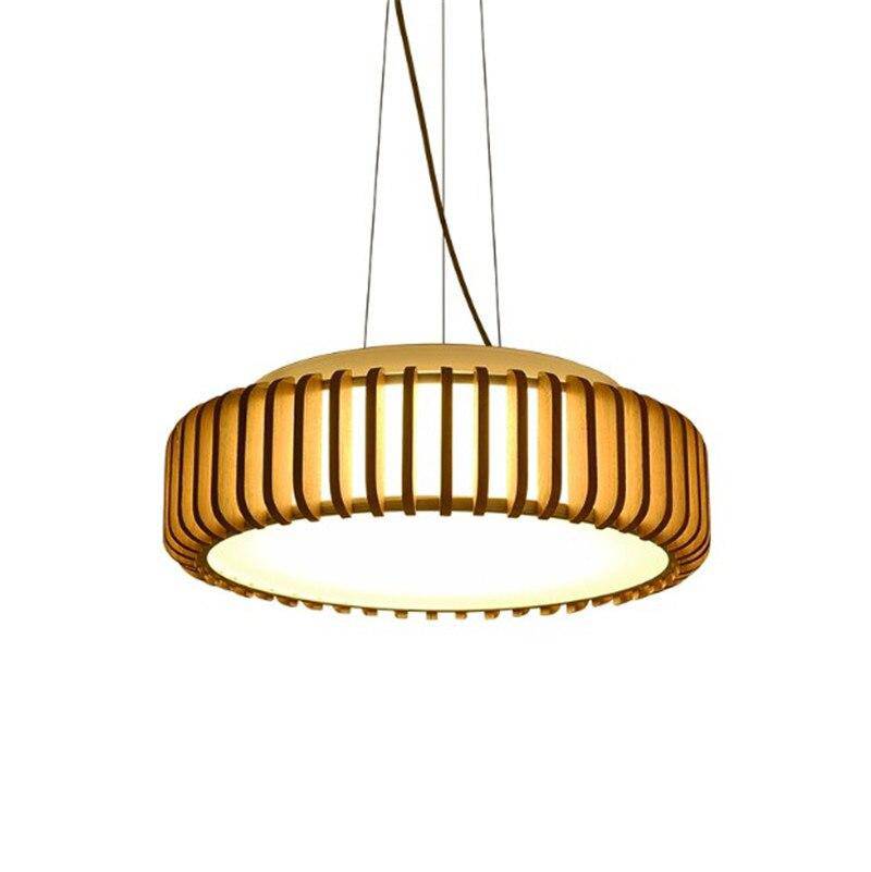 Suspension design LED en bois avec abat-jour en disque Hang - vue 5 sur 6