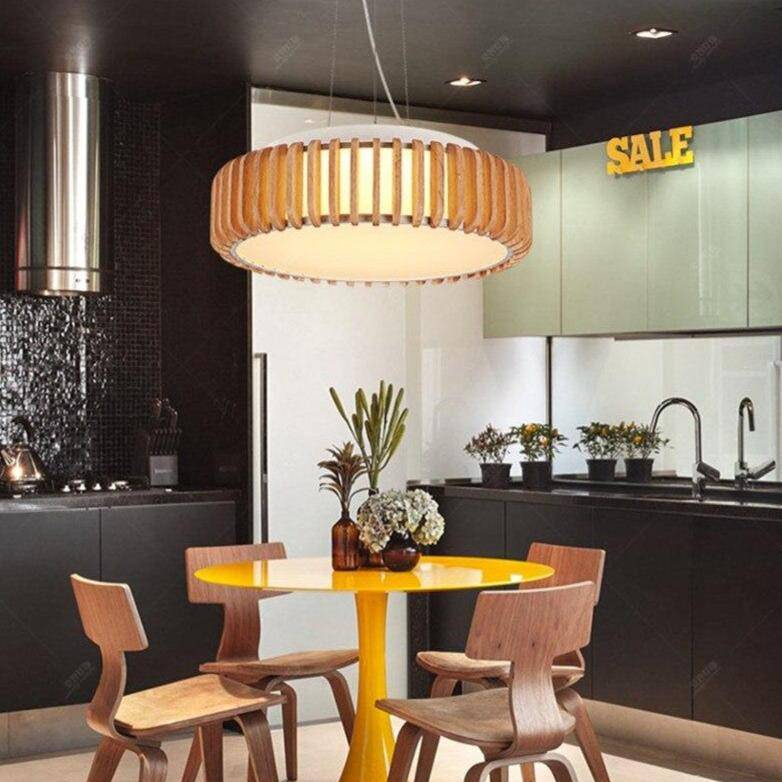 Suspension design LED en bois avec abat-jour en disque Hang - vue 3 sur 6