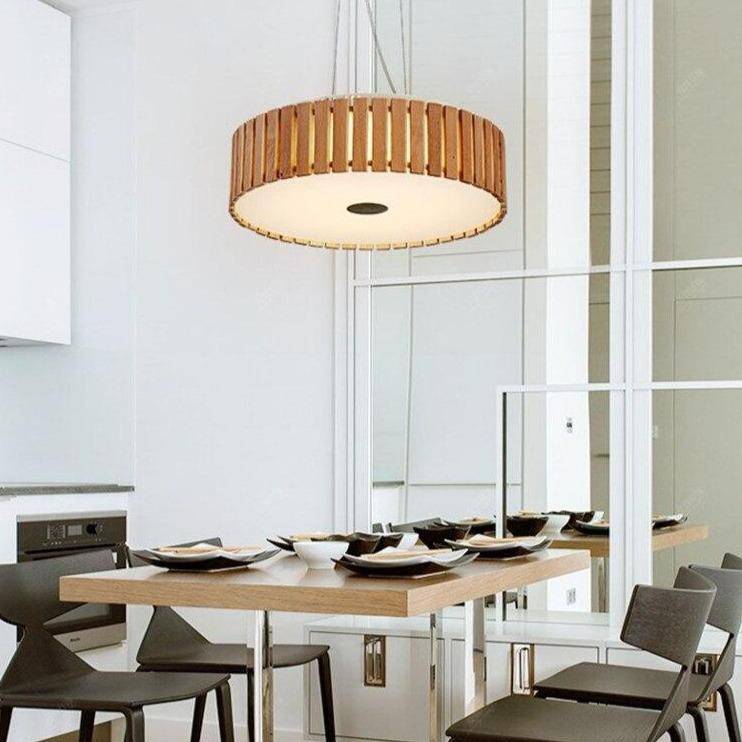 Suspension design LED en bois avec abat-jour en disque Hang - vue 2 sur 6