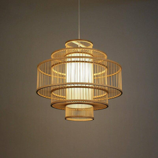 Suspension rustique LED en bois style Japan